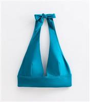 Women's Blue Halter Neck-Bikini Top New Look