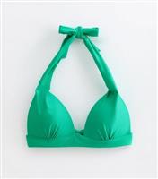 Women's Green Moulded Triangle Bikini Top New Look