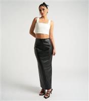 Women's Black Leather-Look Maxi Skirt Urban Bliss New Look