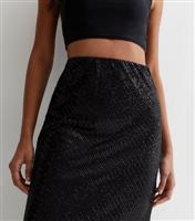 Women's Black Sequin Midi Skirt Gini London New Look