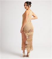 Women's Gold Crochet Knit Tassel Midaxi Dress Urban Bliss New Look