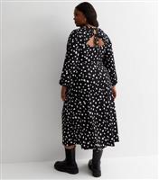 Women's Plus Size Black Mark Making Tie Back Midi Dress Curves New Look