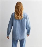Women's Blue Denim Long Sleeve Shirt New Look