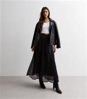 Women's Black Pleated Belted Maxi Skirt Gini London New Look