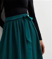 Women's Dark Green Pleated Belted Midi Skirt Gini London New Look