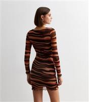 Pink Vanilla Rust Zebra Print Cut Out Mini Dress New Look