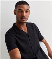 Men's Black Linen Blend Short Sleeve Shirt New Look
