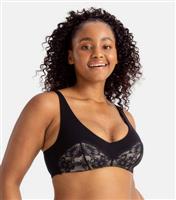 Women's Plus Size Black Floral Lace Bra Curves Dorina New Look