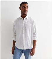 Men's White Linen Blend Long Sleeve Oversized Shirt New Look