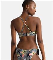 Women's Black Floral Print Moulded Triangle Bikini Top Dorina New Look