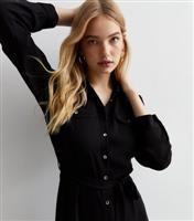 Black Utility Belted Midaxi Shirt Dress New Look