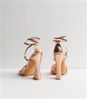 Women's Rose Gold Flared Heel Sandals Public Desire New Look