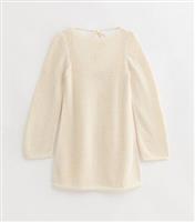 Women's Cream Crochet Long Sleeve Beach Dress New Look