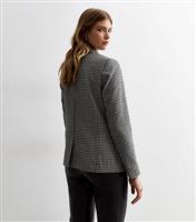 Women's Black Boucl Knit Check Military Blazer New Look