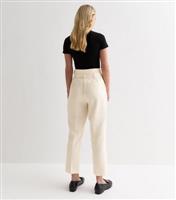 Women's Petite White Paperbag Trousers New Look