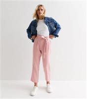 Women's Petite Pale Pink Paperbag Trousers New Look