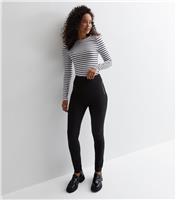 Women's Tall Black High Waist Double Zip Slim Leg Trousers New Look