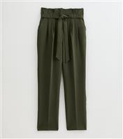 Women's Tall Olive High Waist Paperbag Trousers New Look