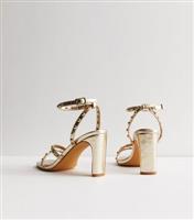 Gold Stud Embellished Block Heel Sandals New Look