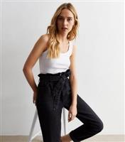 Women's Washed Black Dayna Paperbag Jeans New Look