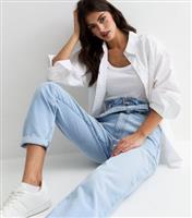 Women's Pale Blue Dayna Paperbag Jeans New Look