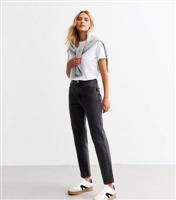 Women's Washed Black Hannah Ankle Grazer Straight Leg Jeans New Look