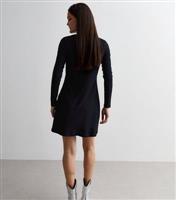 Black Crinkle Jersey Twist Front Mini Dress New Look