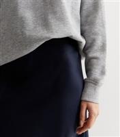 Women's Navy Satin Midi Skirt New Look