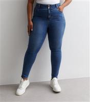 Women's Plus Size Blue Lift & Shape High Waist Yazmin Skinny Jeans Curves New Look