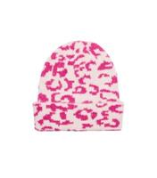 Pink Leopard Print Knit Beanie ONLY New Look