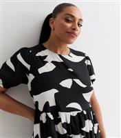 Women's Plus Size Black Abstract Print Midi Dress Curves New Look