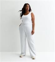 Women's Plus Size Grey Wide Leg Joggers Curves New Look