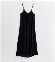 Women's Black Crinkle Tiered Maxi Beach Dress New Look