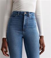 Women's Tall Blue Raw Hem Hallie Disco Super Skinny Jeans New Look