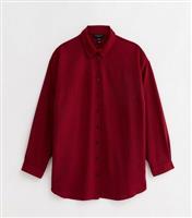 Curves Dark Red Long Sleeve Oversized Shirt New Look