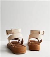 Women's Wide Fit Off White Leather-Look 2 Part Footbed Sandals New Look