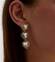 Multicoloured Diamant Heart Drop Earrings New Look