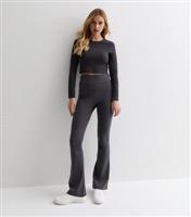 Women's Grey High Waist Flared Leggings New Look