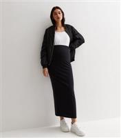Women's Maternity Black Ribbed Bodycon Midi Skirt New Look