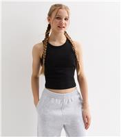 Girls' Black Ribbed Racer Vest New Look