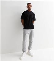 Men's Black Piqu Cotton Oversized Polo Shirt New Look