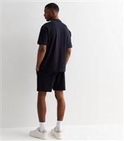 Men's Navy Piqu Cotton Oversized Polo Shirt New Look