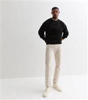 Men's Black Oversized Crew Neck Sweatshirt New Look