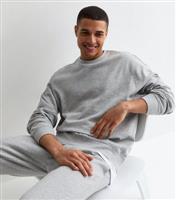 Men's Grey Marl Crew Neck Oversized Sweatshirt New Look