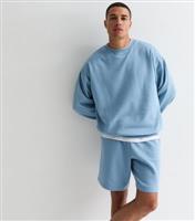 Men's Light Blue Oversized Crew Neck Sweatshirt New Look