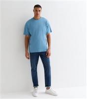 Men's Blue Crew Neck Oversized T-Shirt New Look