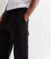 Men's Black Regular Jersey Cuffed Cargo Joggers New Look