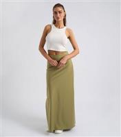 Women's Khaki Satin Maxi Skirt Urban Bliss New Look