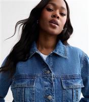 Women's Plus Size Blue Denim Crop Jacket Curves Urban Bliss New Look
