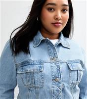 Women's Curve Blue Long Sleeve Denim Jacket Urban Bliss New Look